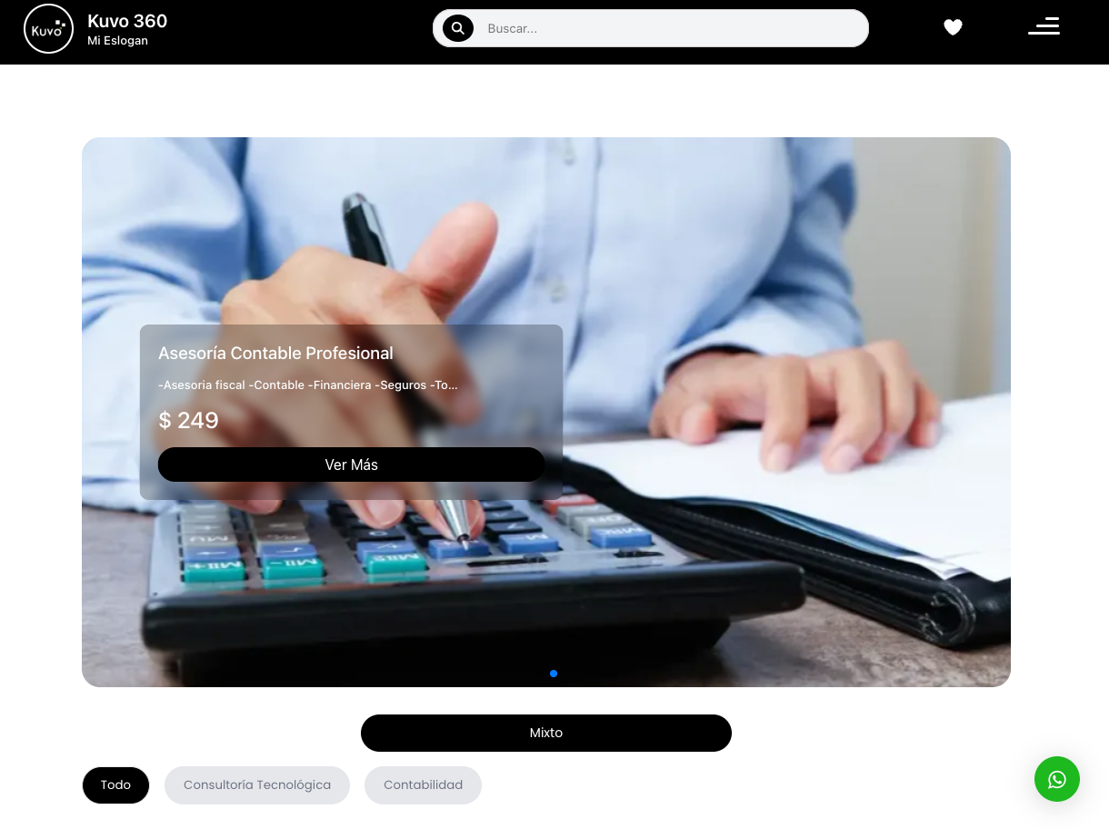 Sistema de reservación de citas online México - Listado de servicios con precios para negocios y profesionales